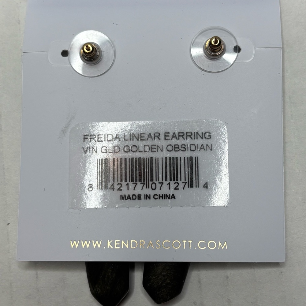 ⛔️SOLD⛔️KENDRA SCOTT Freida 14K Gold Plated Stone Linear Drop Earrings - Picture 3 of 3